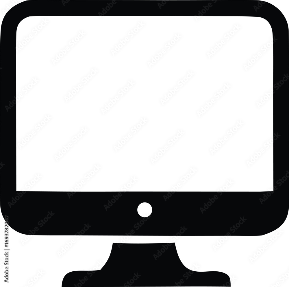Poster simple black monitor icon representing technology computer device display screen electronics digital
