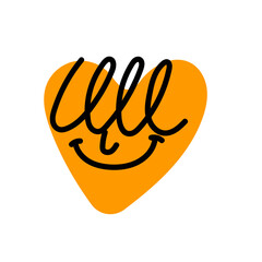 Obraz premium Orange Smiley Blobquirky face, fun doodle, love emoji, heart icon