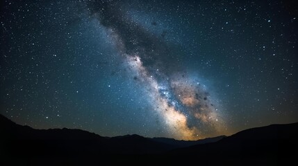 Milky Way Galaxy Over Majestic Mountains A Night Sky Spectacle