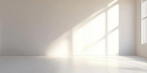 Fototapeta premium Sunlight Creates Shadows in Empty Room to Illuminate Indoor Space