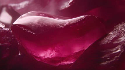 Macro view of translucent ruby, capturing its vivid color and captivating light dispersion forming