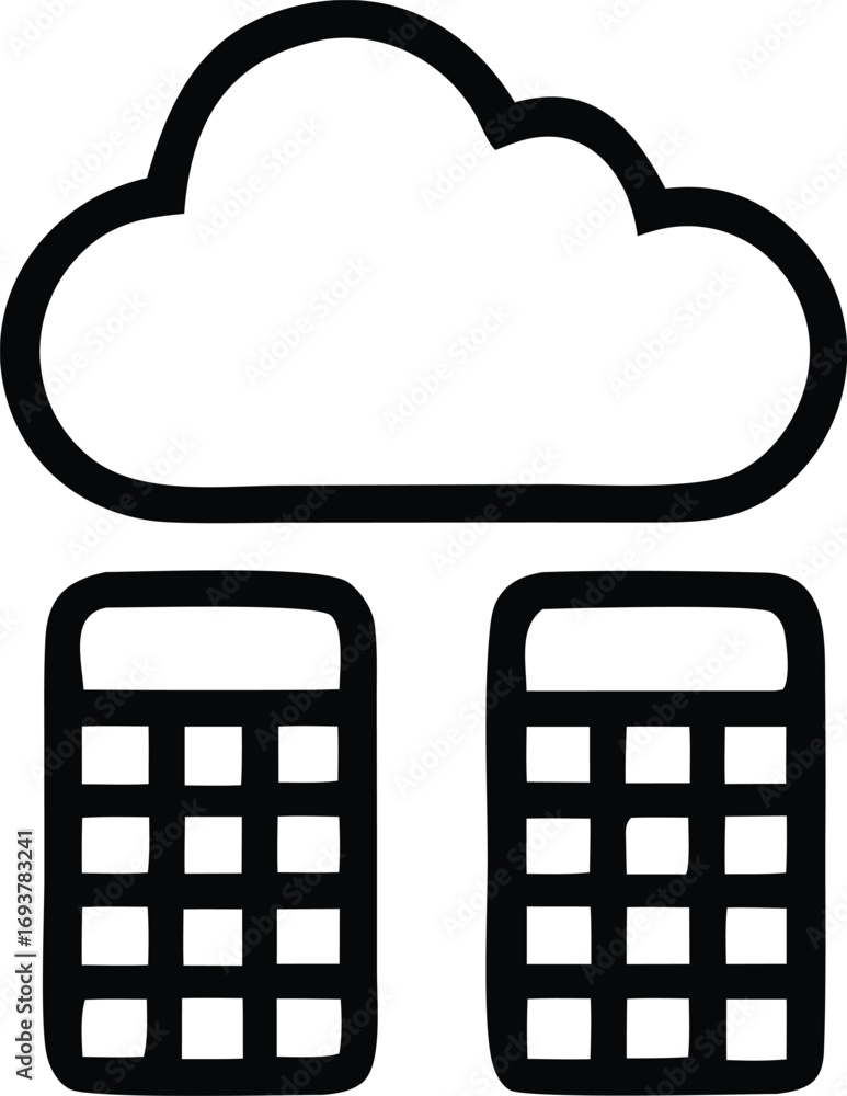 Aufkleber cloud computing server icon represents data storage and network connectivity for digital information