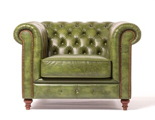 Luxurious green leather armchair