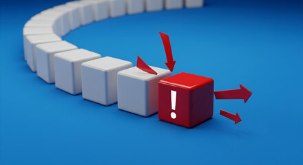 Critical alert needed! Red block with urgent exclamation point demands immediate attention to potential problem