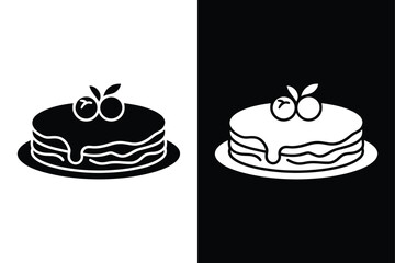 Chocolate cake icon flat icon vector on White Background Vector Art Illustration on white background.	