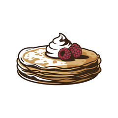 Crepes color flat icon vector on White Background Vector Art Illustration .