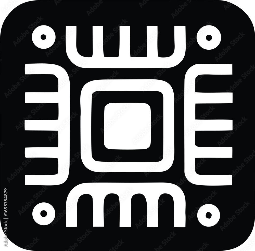 Poster modern tech chip icon symbol featuring clean geometric design and digital circuitry for technology a