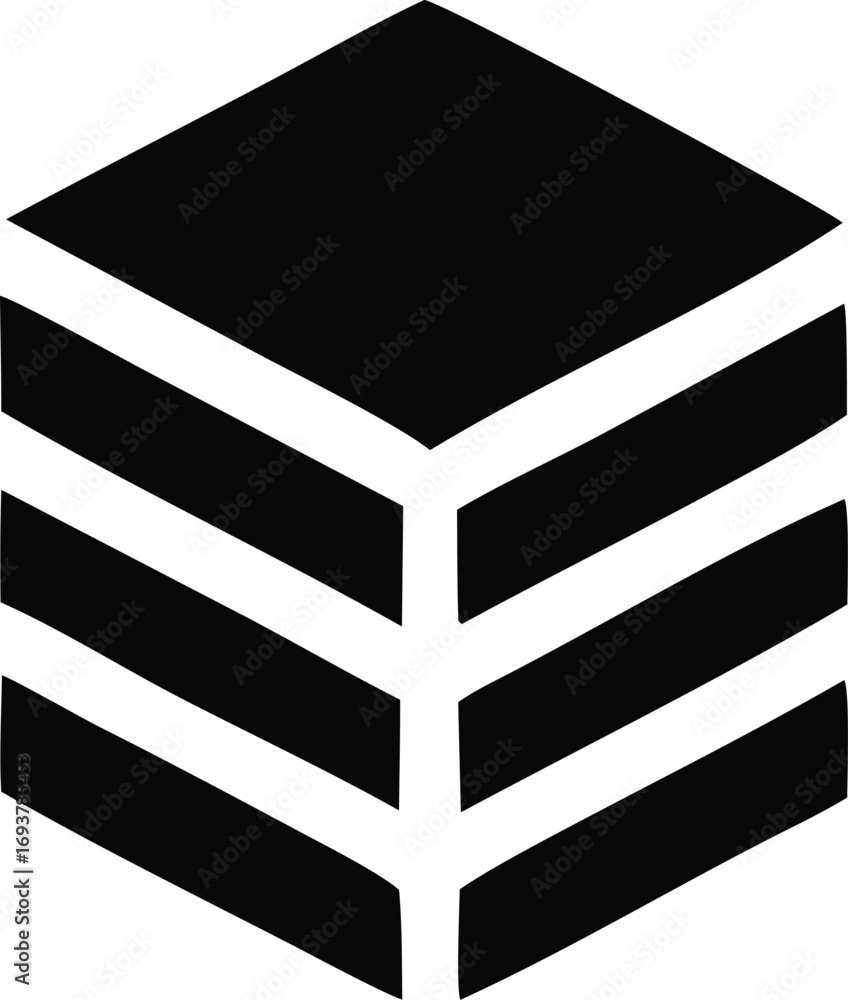 Aufkleber abstract geometric cube stacked layers icon symbol for data storage organization and structure repre