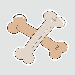 Crossed Bones Illustration. A simple and cute illustration of two crossed bones. Ideal as a vector sticker for Halloween, pirate, or spooky themes and designs