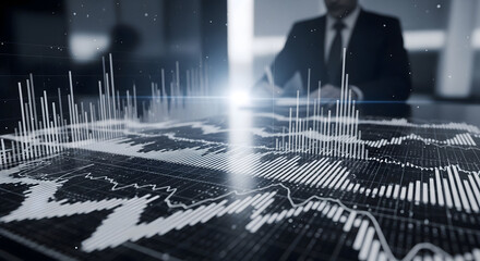 Analyzing financial data and stock market trends in a modern office with professional business insights
