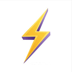 Stylized lightning bolt icon with yellow and purple colors on a white background.