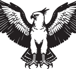 Harpy Eagle Vector in black and White