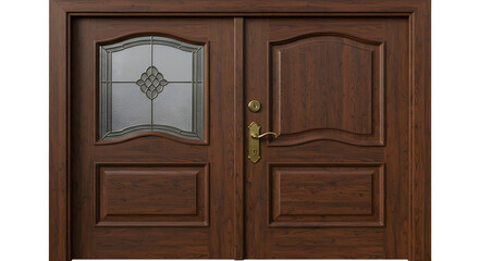 Traditional Wooden Door Isolated on White
