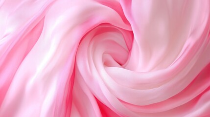 Elegant swirl of pink and white fabric creating a soft and delicate abstract background texture