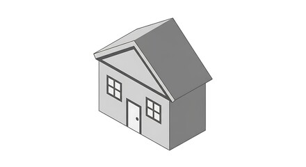 A simple, gray, isometric representation of a house.