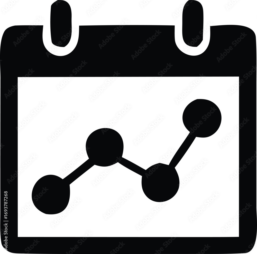 Poster calendar with growth chart icon representing planning and progress tracking visual analytics data ma