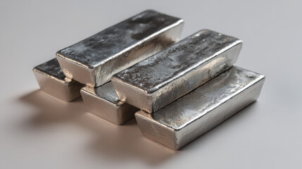 Silver bar bullion metal wealth investment finance stack shiny precious industry with calm mood