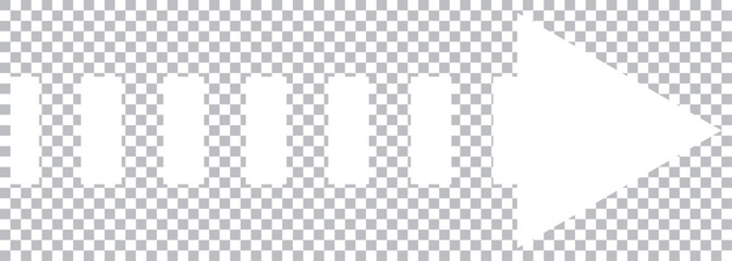 White icon on Transparent background. Inversion . Vector arrow icon pointing to the right. Vector white illustration on black or transparent background. EPS 10.