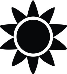Stylized black sun symbol with eight petals radiating outward digital graphic design icon