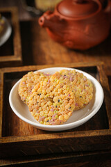 Hakka Five Grain Rice Cakes with Purple Potato Filling and Roasted Sesame Seeds