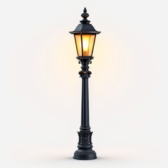Elegant Black Pathway Lights with Ornate Design isolated on White Background