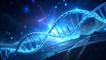 Futuristic DNA Helix in Cosmic Landscape