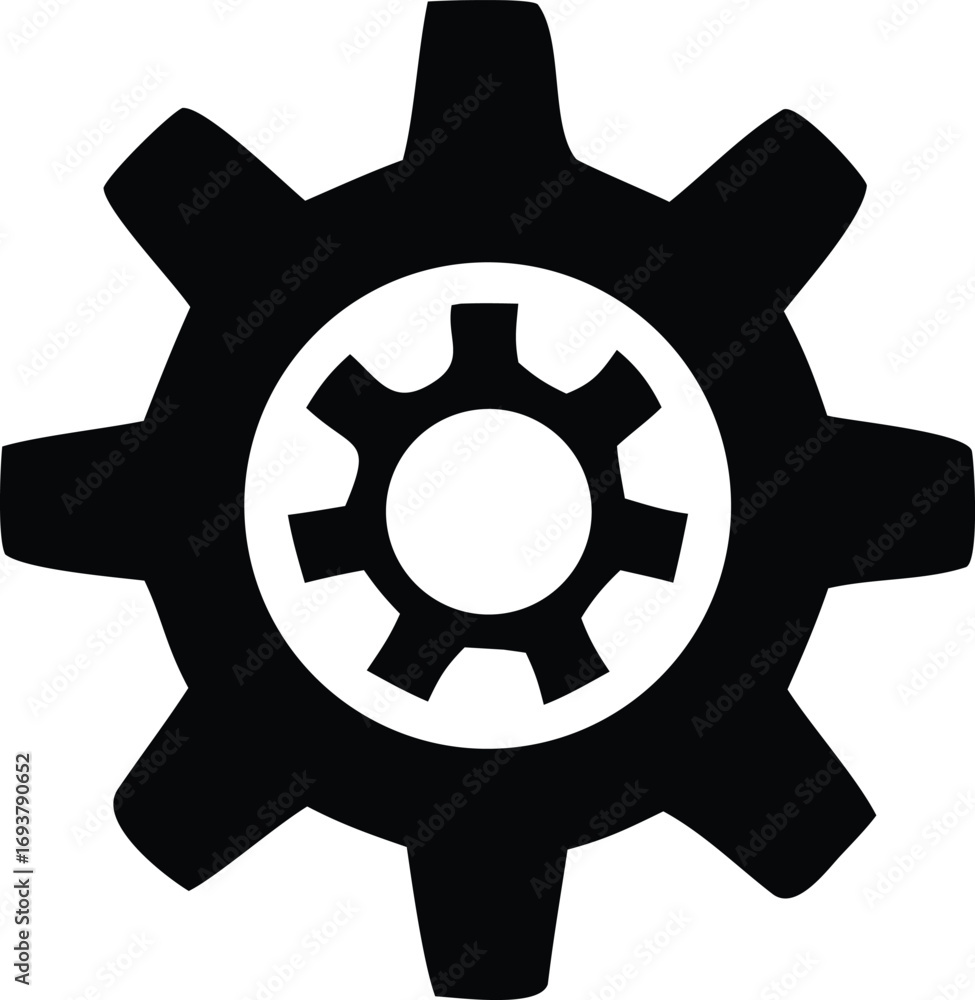 Poster two interlocking gears symbolizing mechanical engineering industry technology innovation and complex