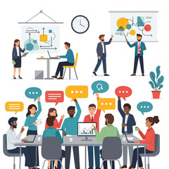 Office Workplace Illustration People Working and Collaborating