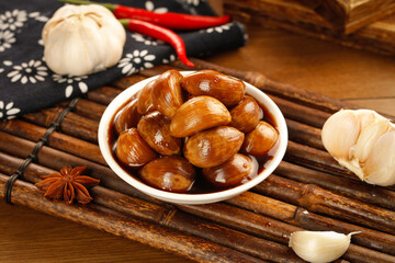 Traditional Chinese Braised Chestnuts in Sauce - Guangxi Regional Cuisine Side Dish with Garlic and Spices