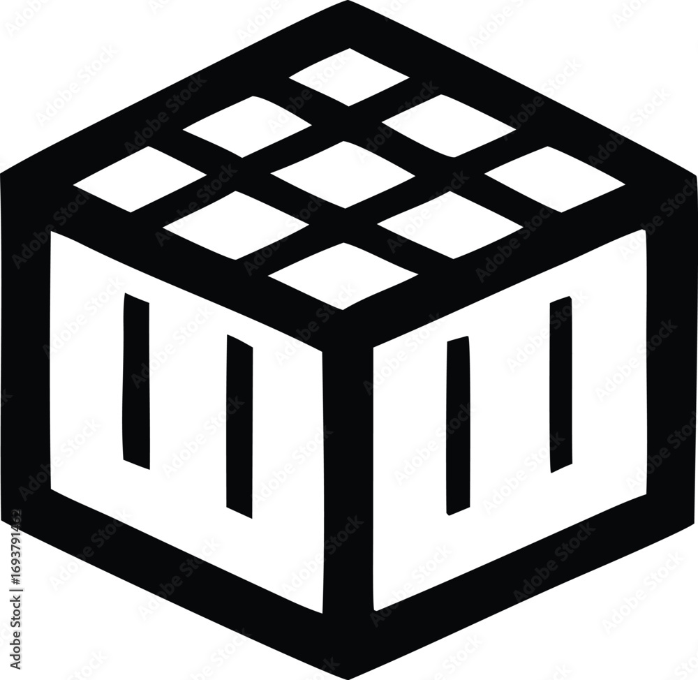 Aufkleber stylized geometric cube symbol representing data storage blocks server rack technology and digital a