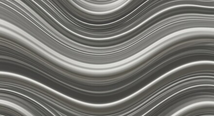 Abstract background of flowing silver and gray waves with a metallic liquid texture