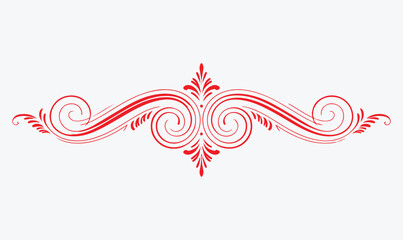 Elegant Red Ornamental Divider Vector &ndash; Decorative Flourish Design Isolated on White