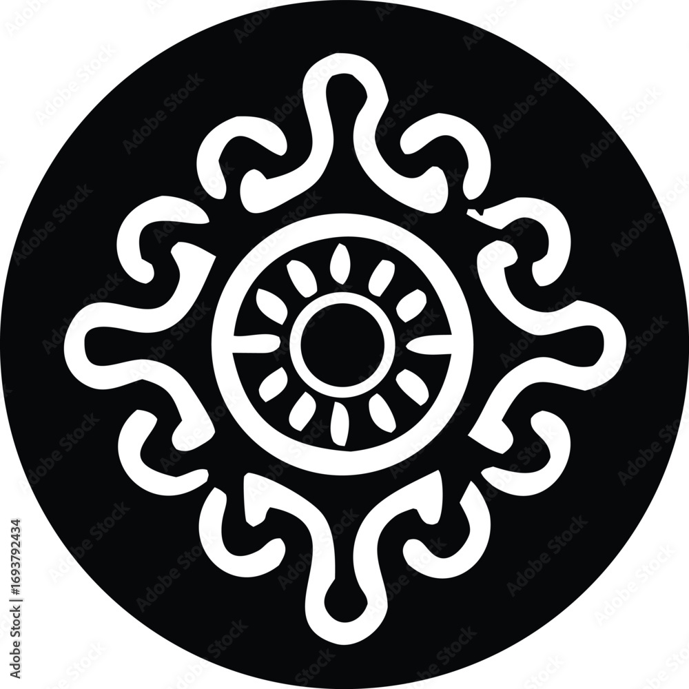 Poster abstract circular sun symbol graphic design element isolated geometric pattern art