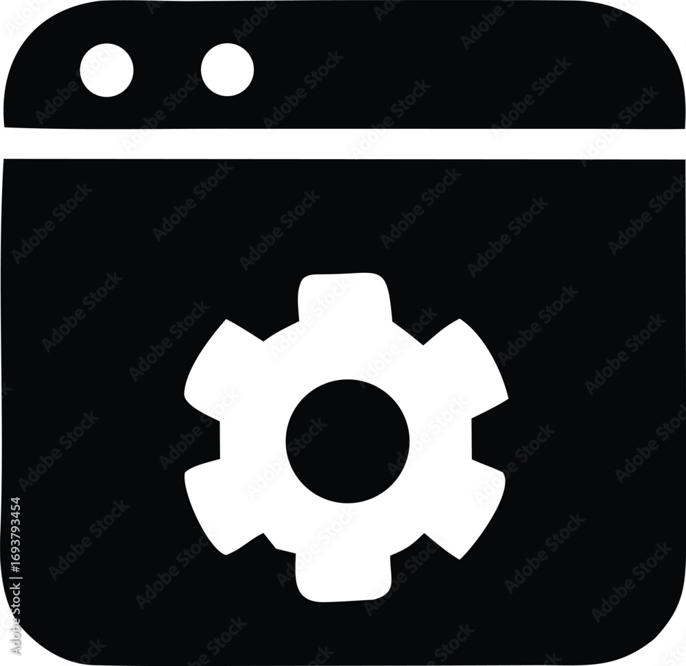 Poster abstract interface settings icon representing web page configuration and system customization for di