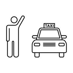 taxi sign vector, calling a taxi, taxi transport in transparent background