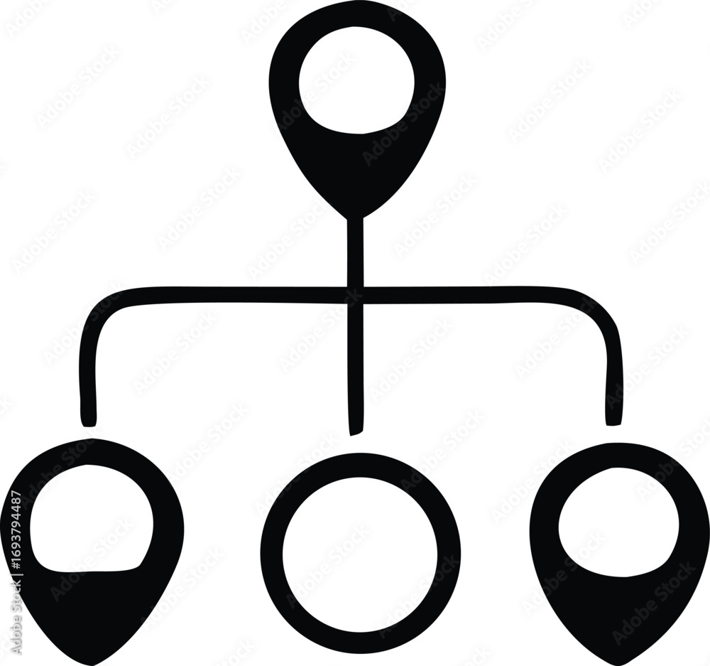 Poster hierarchical location network concept abstract iconography representing connections and distribution