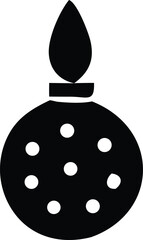 Simple silhouette of a lit candle lantern with decorative dots and flame symbolizing light warmth and celebration