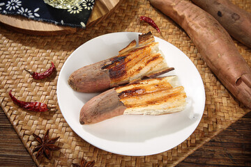 Traditional Chinese Roasted Sweet Potatoes with Bamboo Steamer and Spices