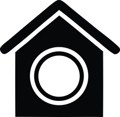 Naklejka na ściany i meble Simple black and white dog house icon minimalist symbol for pets home shelter animal dwelling pet care