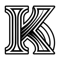 Letter k monogram in filled style