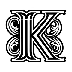 Glyph style elegant letter k symbol
