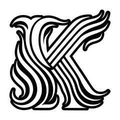 Minimalistic letter k logo crafted in solid style
