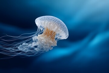 Marine jellyfish drifting in clear blue waters Generative AI