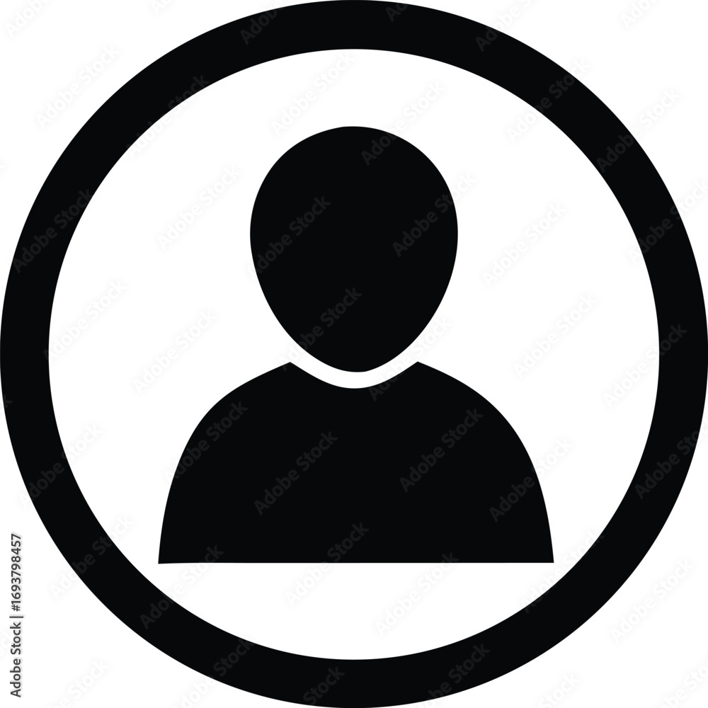 Poster simple silhouette human icon inside a circle target aim symbol representing user profile account ide