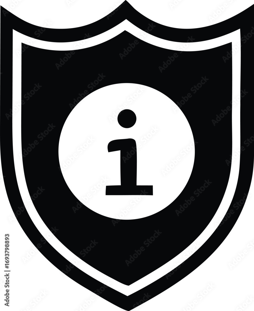 Poster security information icon shield symbol logo for protection and data privacy concepts