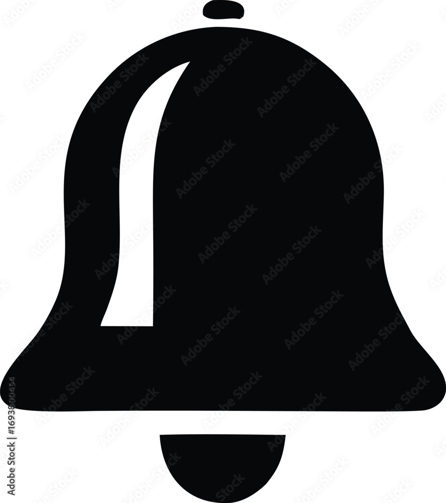 Poster simple black bell icon with a white highlight for notifications alerts and reminders modern alert sy