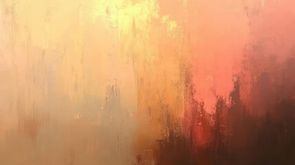 Abstract brushstrokes create warm gradient with sunset colors and grunge texture