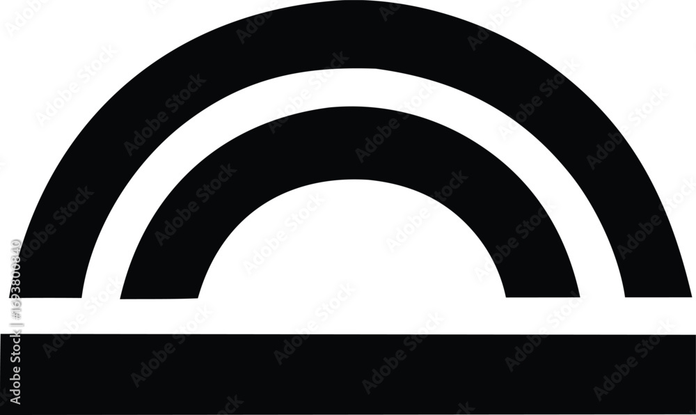 Poster abstract archway symbol simple geometric design minimalist black and white graphic element for brand