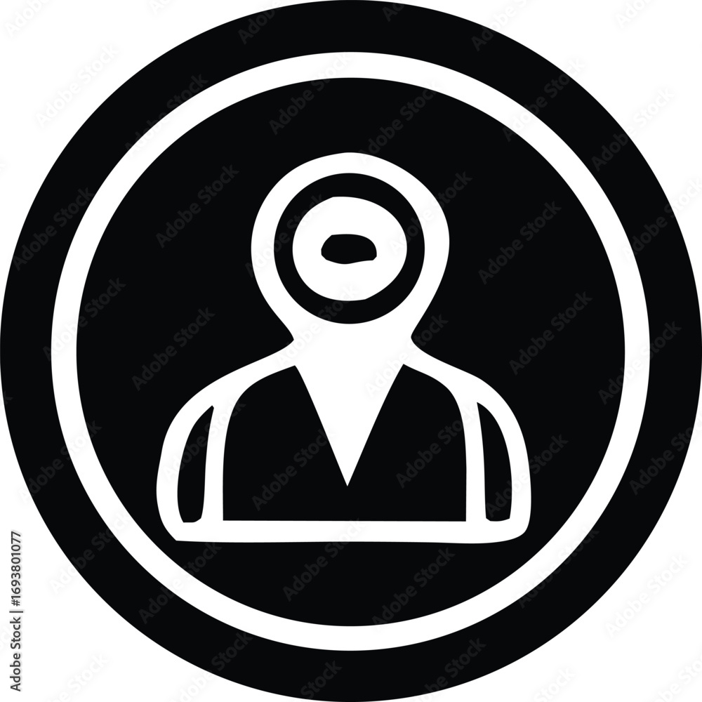 Poster simple circular user icon representing person profile avatar or account symbol in digital interfaces