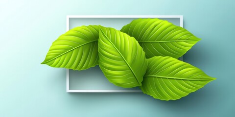 Green Leaves Frame Design Brings Nature Illustration and Calm Concept